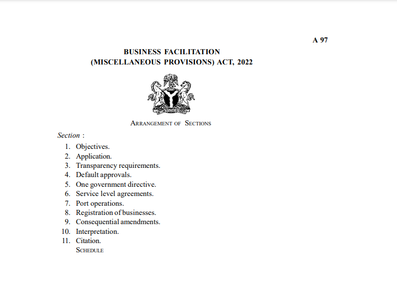 Business Facilitation (Miscellaneous Provisions) Act (DOWNLOAD PDF)